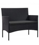 Комплект садових меблів з ротангу Gordon чорний - Зображення 6