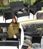 Комплект садових меблів з ротангу Gordon чорний - Зображення 2