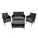 Комплект садових меблів з техноратангу із 4 предметів VELACO RITA-BL чорний