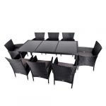 Комплект садових меблів із 9 предметів з техноратангу VELACO SANTOS-BL-BL чорного кольору - Зображення 3
