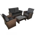 Комплект садових меблів із 4 предметів з техноратангу VELACO LAGOS-BR коричневий