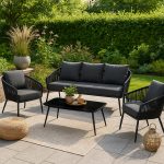 Комплект садових меблів із 5 предметів SIERRA-BL VELACO з чорного металу - Зображення 2