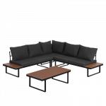 Комплект садових меблів із 5 предметів VELACO TOBA-BL-WD1 з чорного металу