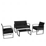 Комплект садових меблів з техноратангу із 4 предметів VELACO Atlas чорний