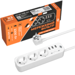 Мережевий фільтр подовжувач (переноска) PREMIUM LogicPower LP-X3 USB 2 м White (2200 Вт)