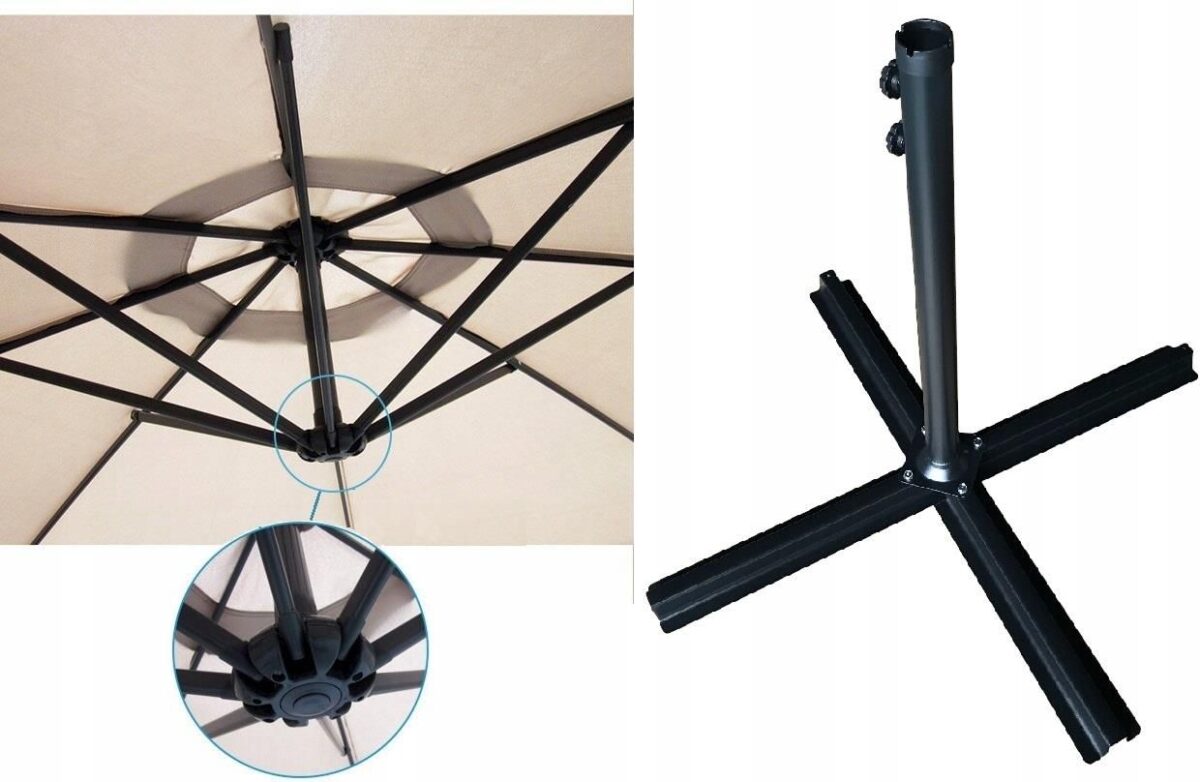 Складна садова парасоля Ekspand велика з воланом-дужкою 350 x 250 см темно-сіра - Зображення 2