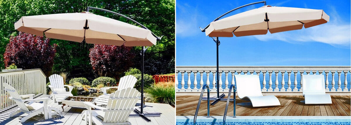 Садова парасоля Ekspand 8 сегментів 350 см велика темно-бежева - Зображення 4