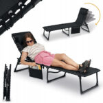 Пляжний шезлонг Tadar 4 позиції 188 x 56 x 28 см сталевий black