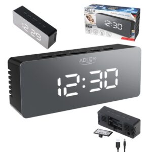 Годинник - будильник Adler AD 1189 black 3xAAA або USB