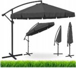 Складна садова парасоля Ekspand велика з воланом-дужкою 350 x 250 см темно-сіра
