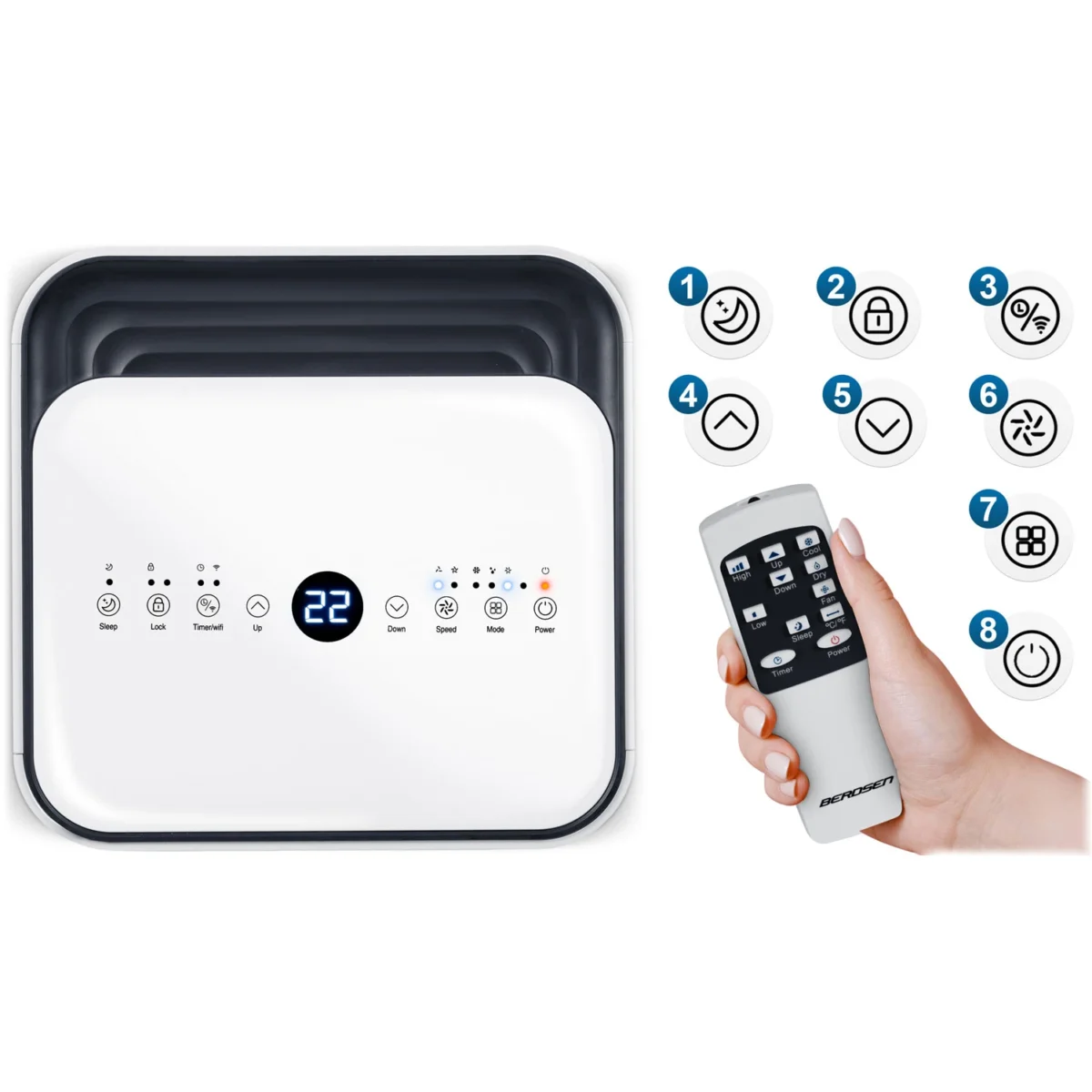 Портативний міні-кондиціонер Berdsen BD-582 9000 BTU для дому та офісу 16-32°C - Зображення 10