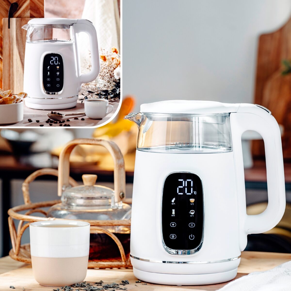 Чайник електричний Adler AD 1305 white silver LED 1,7L