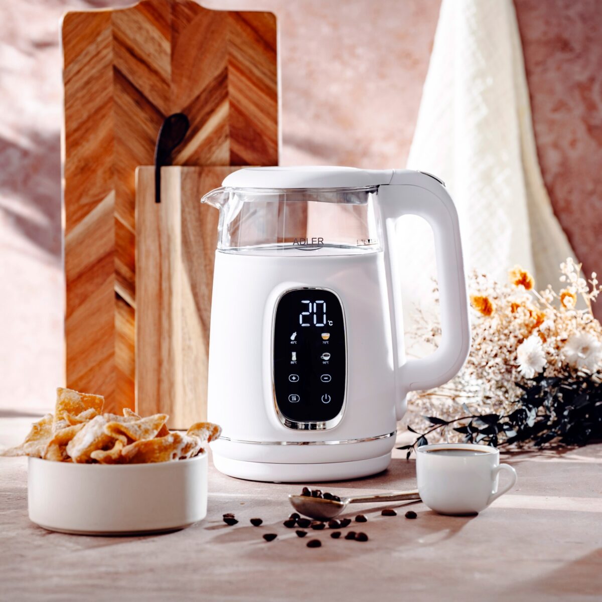 Чайник електричний Adler AD 1305 white silver LED 1,7L