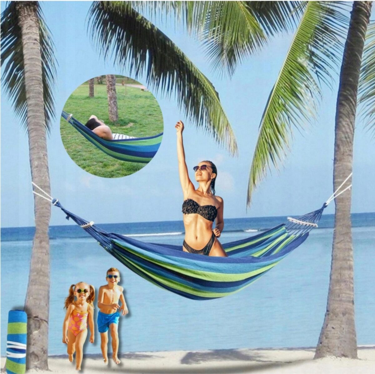 Садовий гамак Tutumi на 2 особи гойдалка XXL міцна посилена велика арка + сумка