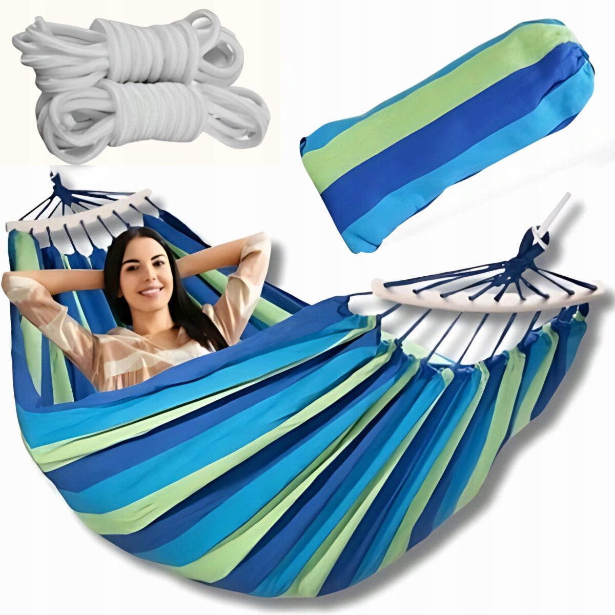 Садовий гамак Tutumi на 2 особи гойдалка XXL міцна посилена велика арка + сумка