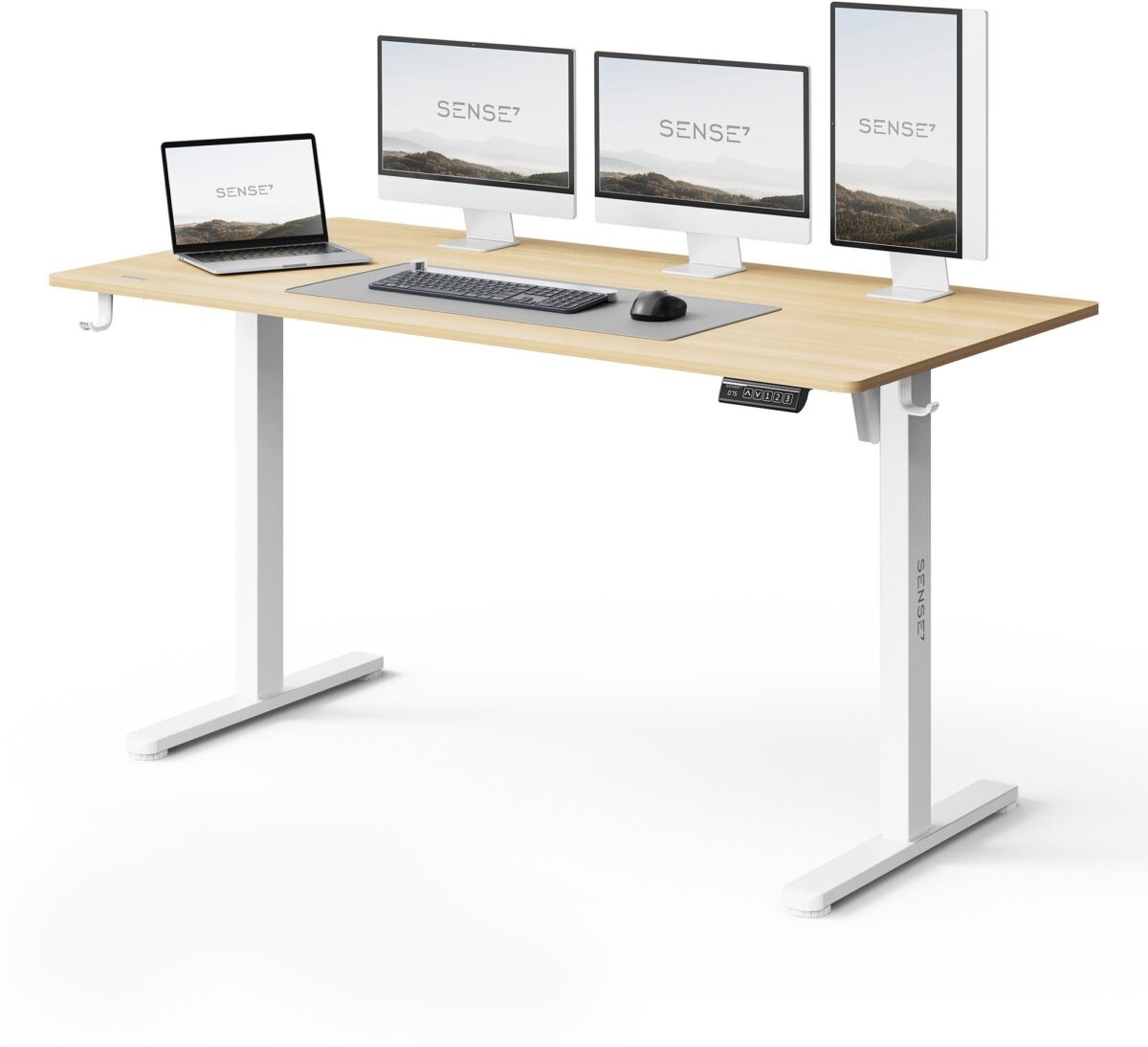 Геймерський комп'ютерний стіл SENSE7 Nojo LIGHT 140 см x 70 см white - pine - Зображення 1