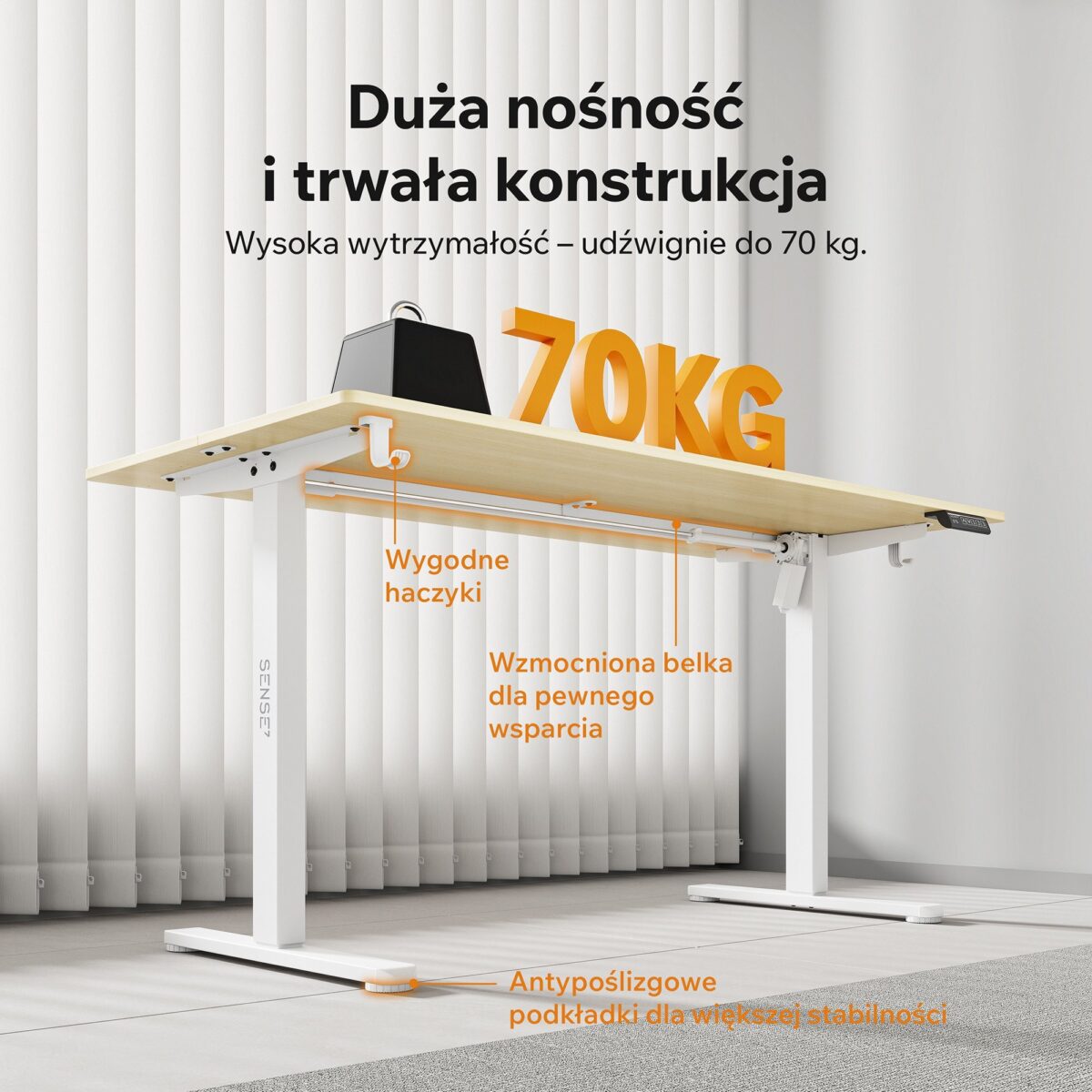 Геймерський комп'ютерний стіл SENSE7 Nojo LIGHT 140 см x 70 см white - pine - Зображення 3
