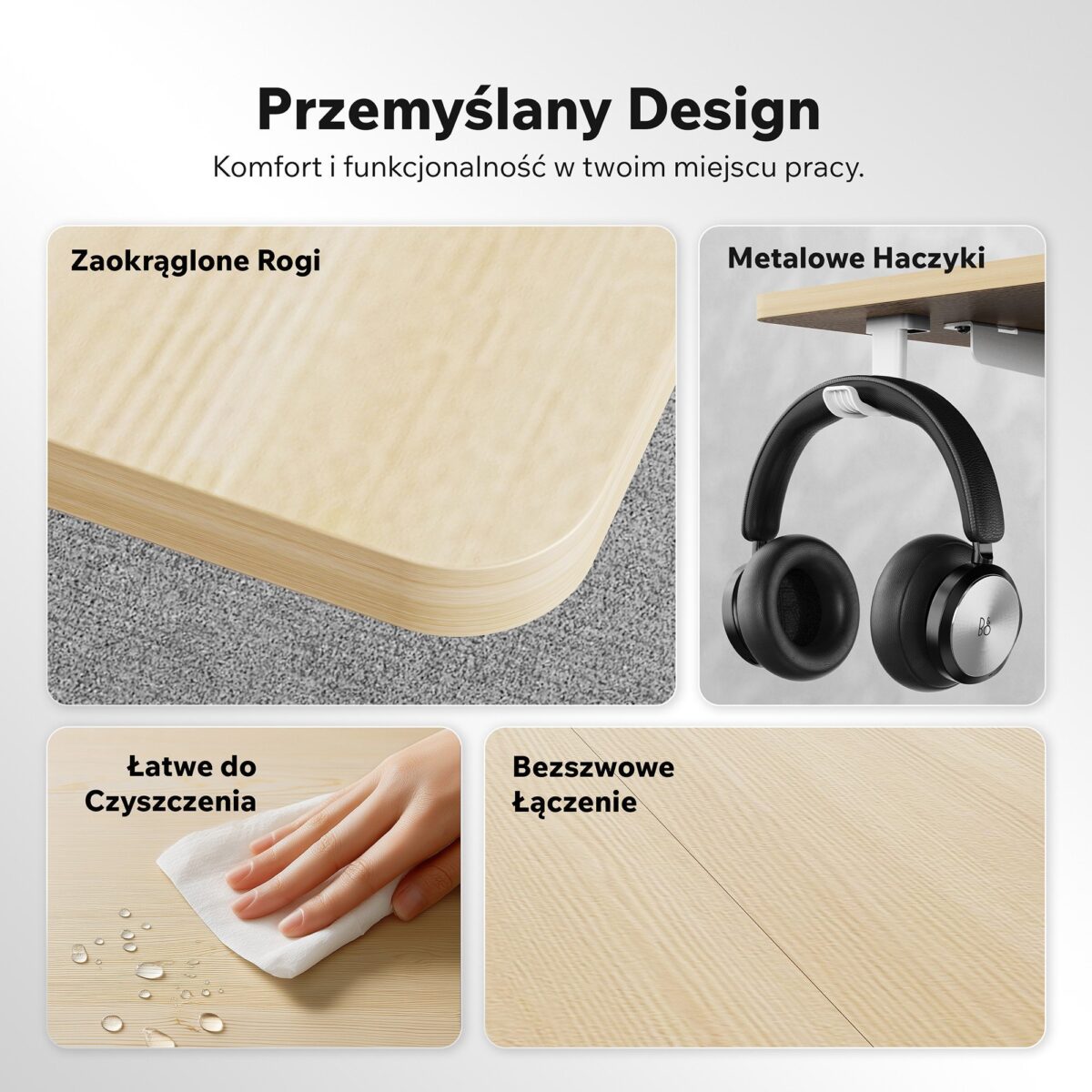 Геймерський комп'ютерний стіл SENSE7 Nojo LIGHT 140 см x 70 см white - pine - Зображення 4