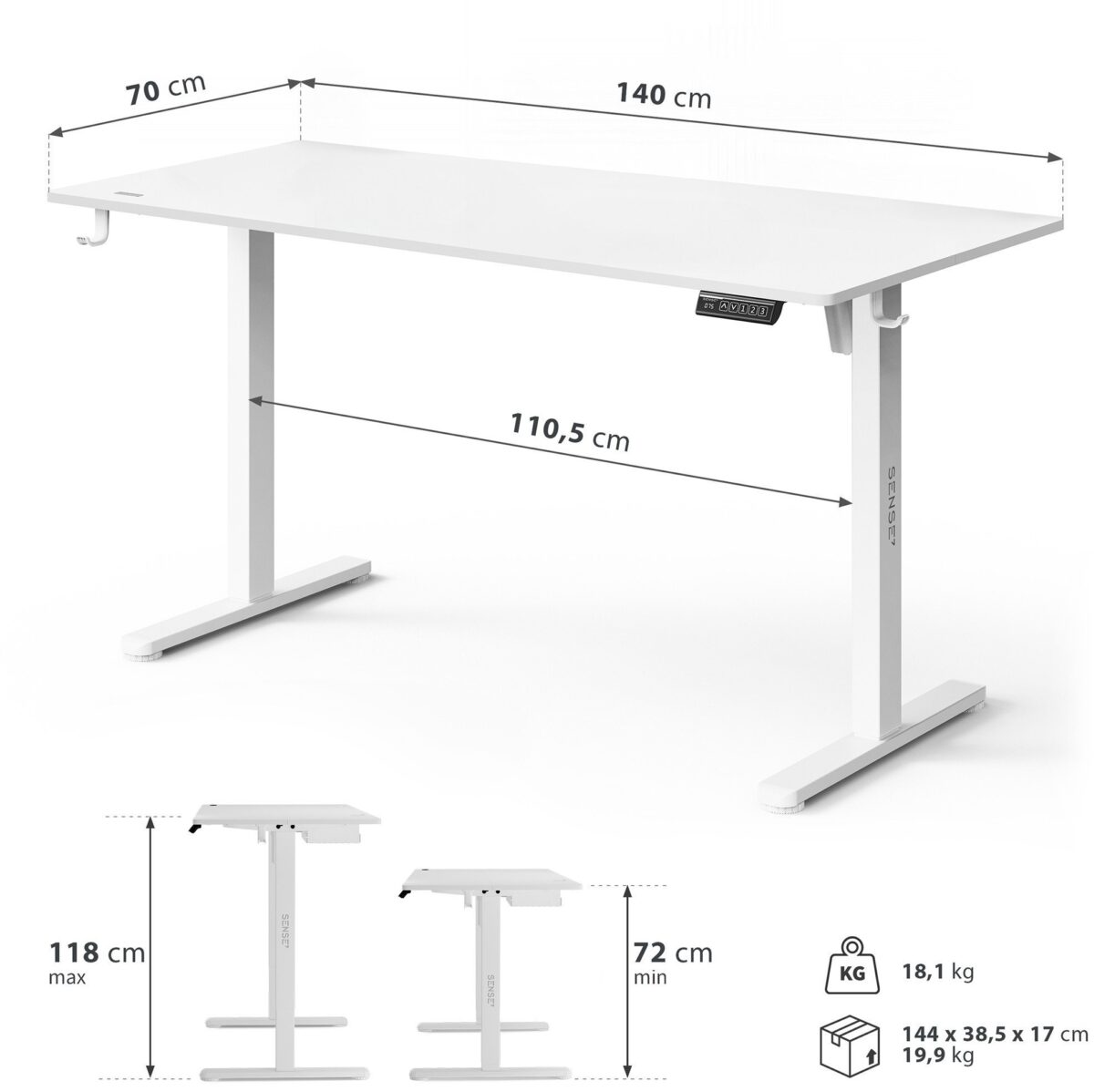 Геймерський комп'ютерний стіл SENSE7 Nojo LIGHT 140 см x 70 см Білий - Зображення 7