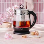 Скляний чайник із заварником Adler AD 1299 Чорний 2200Вт 1.5л з контролем температури та заварювальним блоком