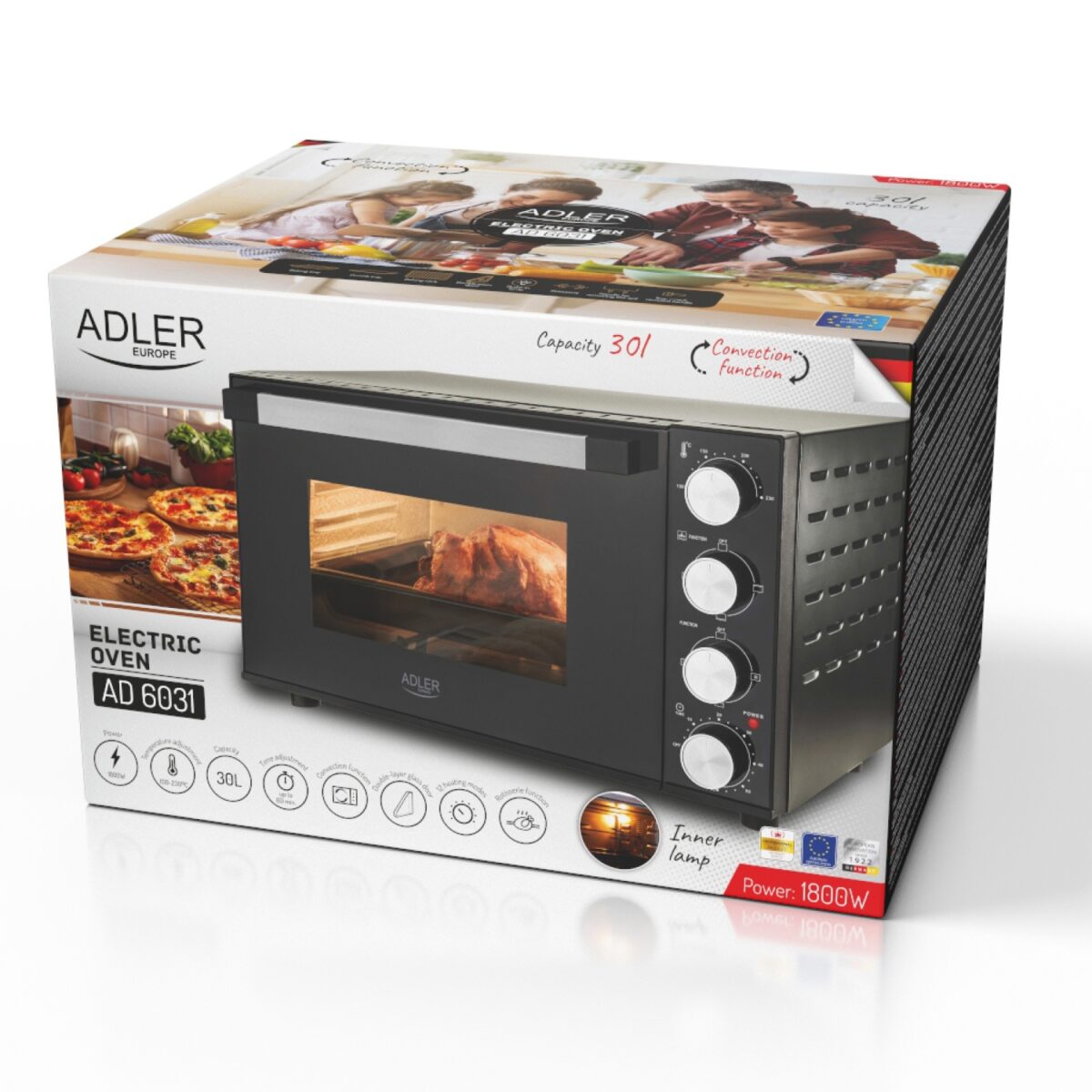 Духовка Adler AD 6031 100–230°C 1800 Вт 30л