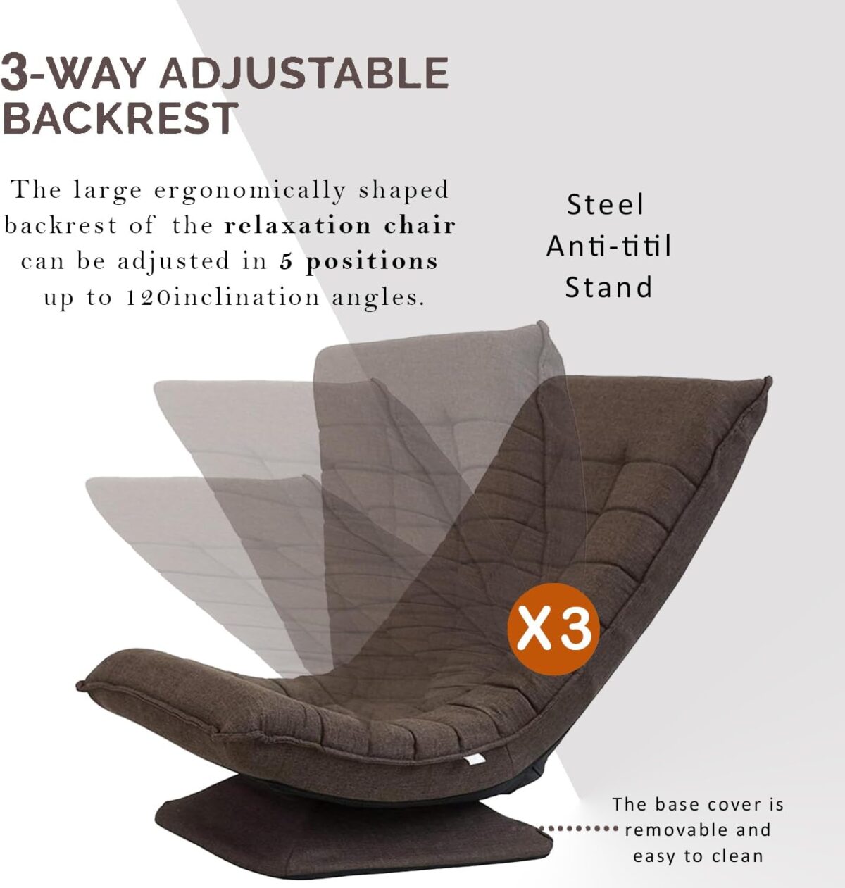 Розкладне крісло OSLO O2 коричневе для дому або офісу - Зображення 3