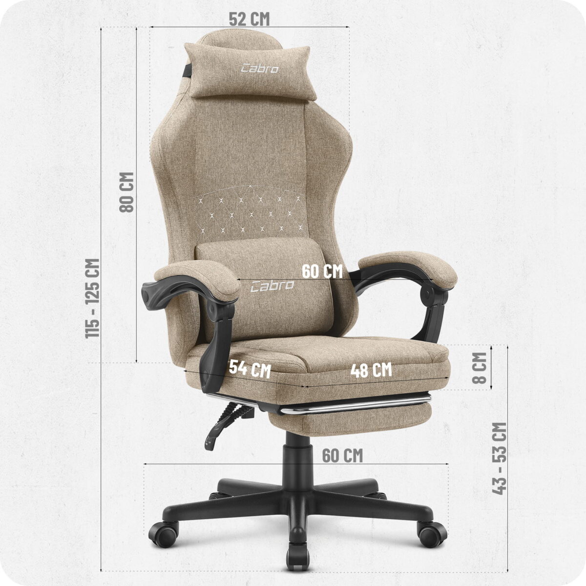 Ігрове геймерське крісло Cabro C503 бежеве-тканина - Зображення 5