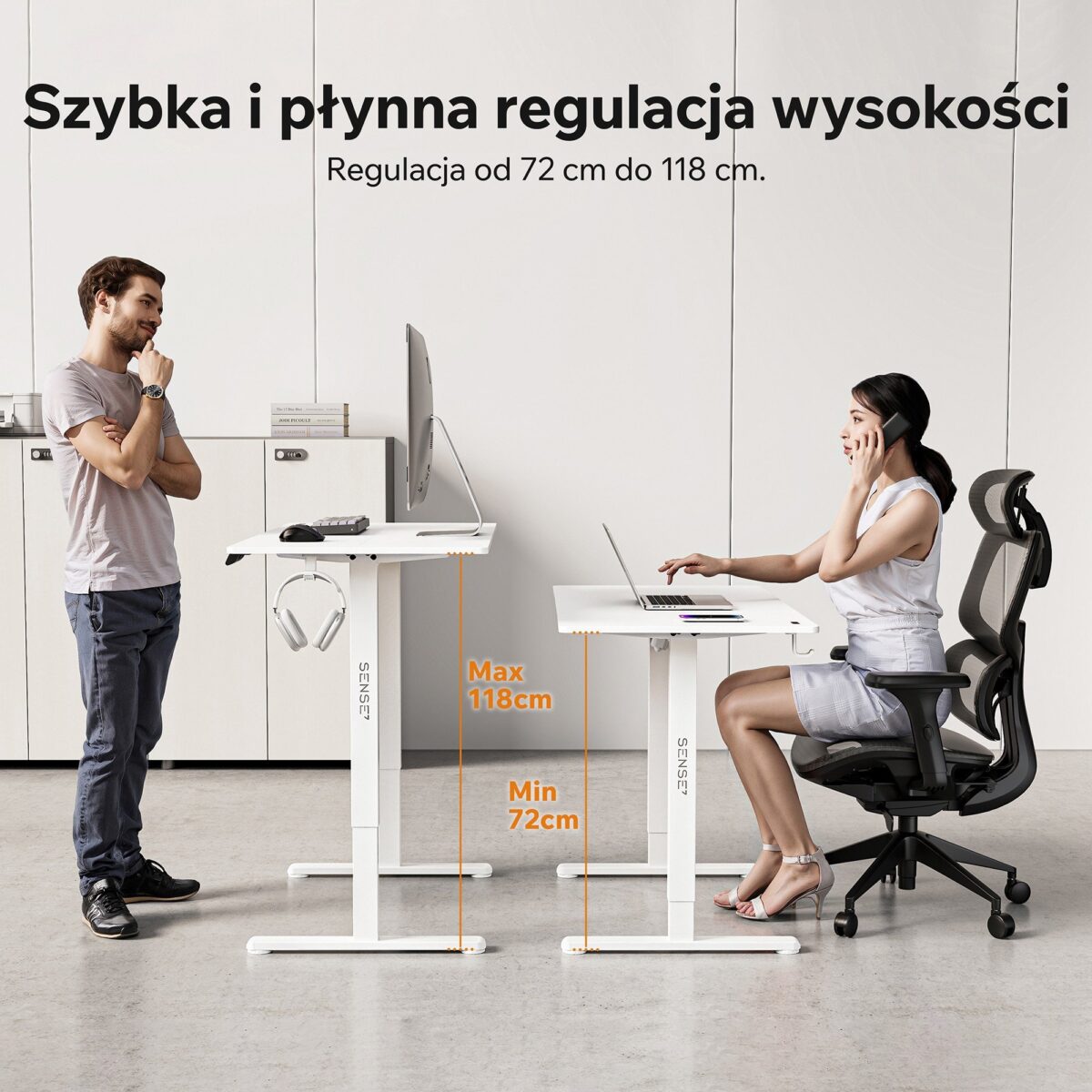 Геймерський комп'ютерний стіл SENSE7 Nojo LIGHT 120см x 60см White - Зображення 3