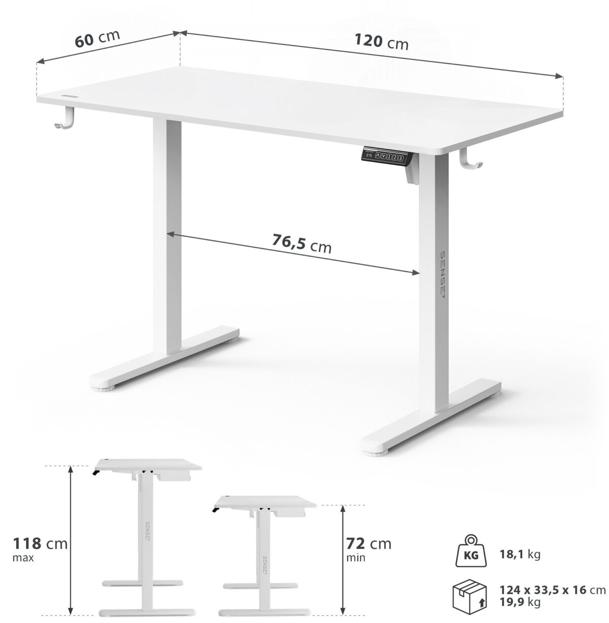Геймерський комп'ютерний стіл SENSE7 Nojo LIGHT 120см x 60см White - Зображення 8