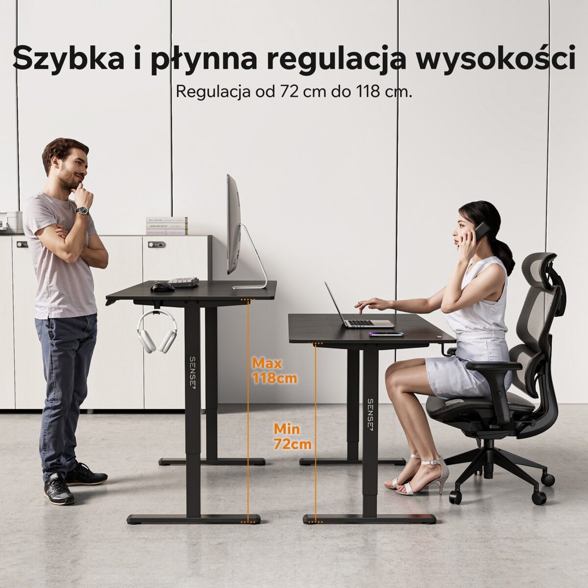 Геймерський комп'ютерний стіл SENSE7 Nojo LIGHT 140см x 70см Black - Зображення 3
