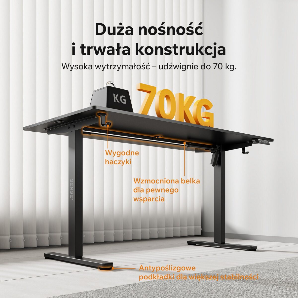 Геймерський комп'ютерний стіл SENSE7 Nojo LIGHT 140см x 70см Black - Зображення 4