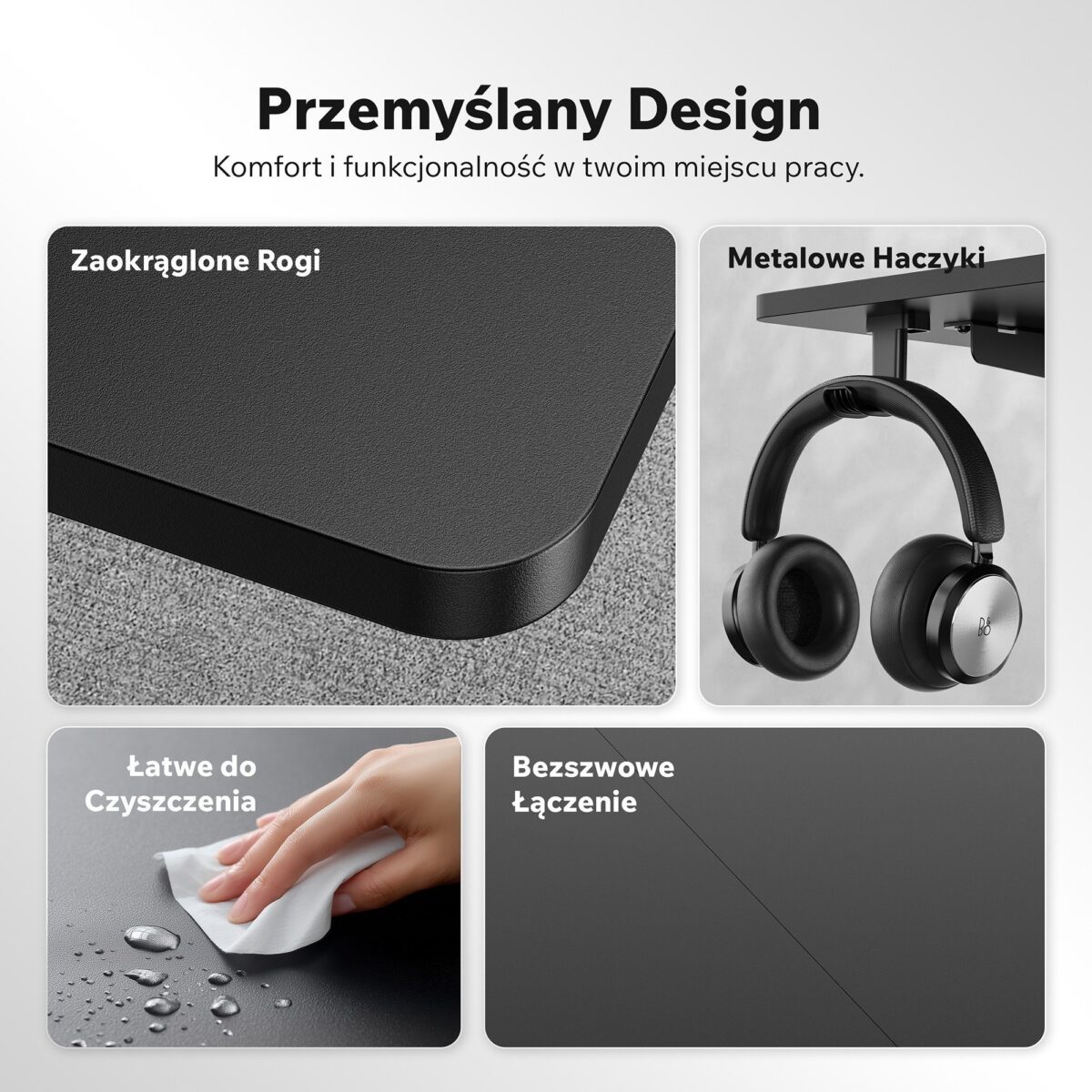 Геймерський комп'ютерний стіл SENSE7 Nojo LIGHT 140см x 70см Black - Зображення 5