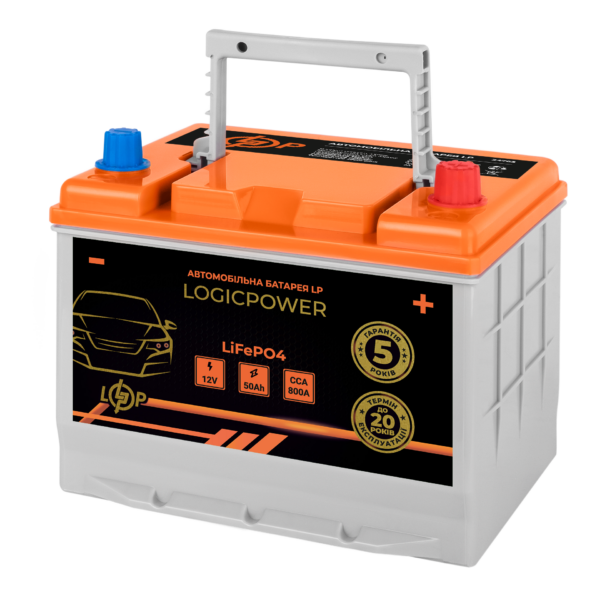 Автомобільний літієвий акумулятор LogicPower LP LiFePO4 12V - 50 Ah (+ праворуч) BMS 800А
