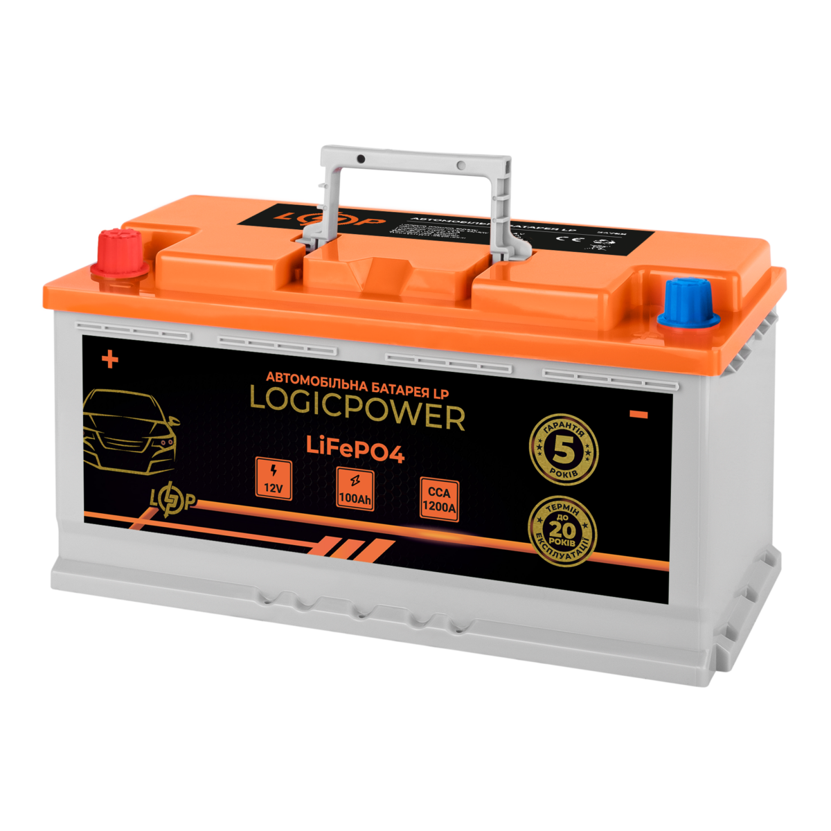 Автомобільний літієвий акумулятор LogicPower LP LiFePO4 12V - 100 Ah (+ зліва) BMS 1200А - Зображення 2