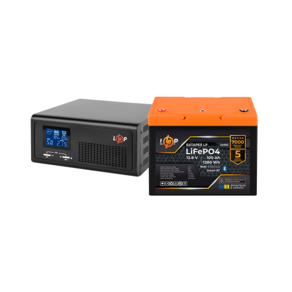Комплект резервного живлення LogicPower LP ДБЖ + літієва (LiFePO4) батарея (UPS В1000 + АКБ LiFePO4 1280W)