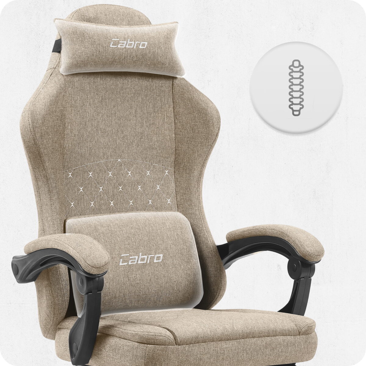 Ігрове геймерське крісло Cabro C503 бежеве-тканина - Зображення 8