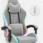 Ігрове крісло для геймерів Cabro C501 світлодіодне тканина сіре