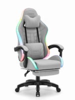 Ігрове крісло для геймерів Cabro C501 світлодіодне тканина сіре