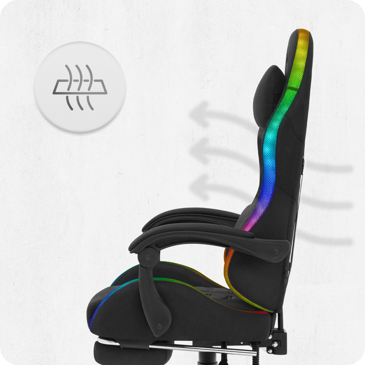 Ігрове геймерське комп'ютерне крісло Cabro C501 світлодіодне чорне-тканина - Зображення 6