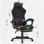 Ігрове комп'ютерне крісло Cabro C502 світлодіодне чорне-тканина - Зображення 10