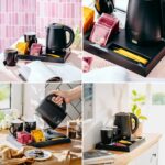 Чайний набір готельний чайник Adler AD 1387 з нержавіючої сталі 1.2л вітальний піднос з чашками та відділеннями