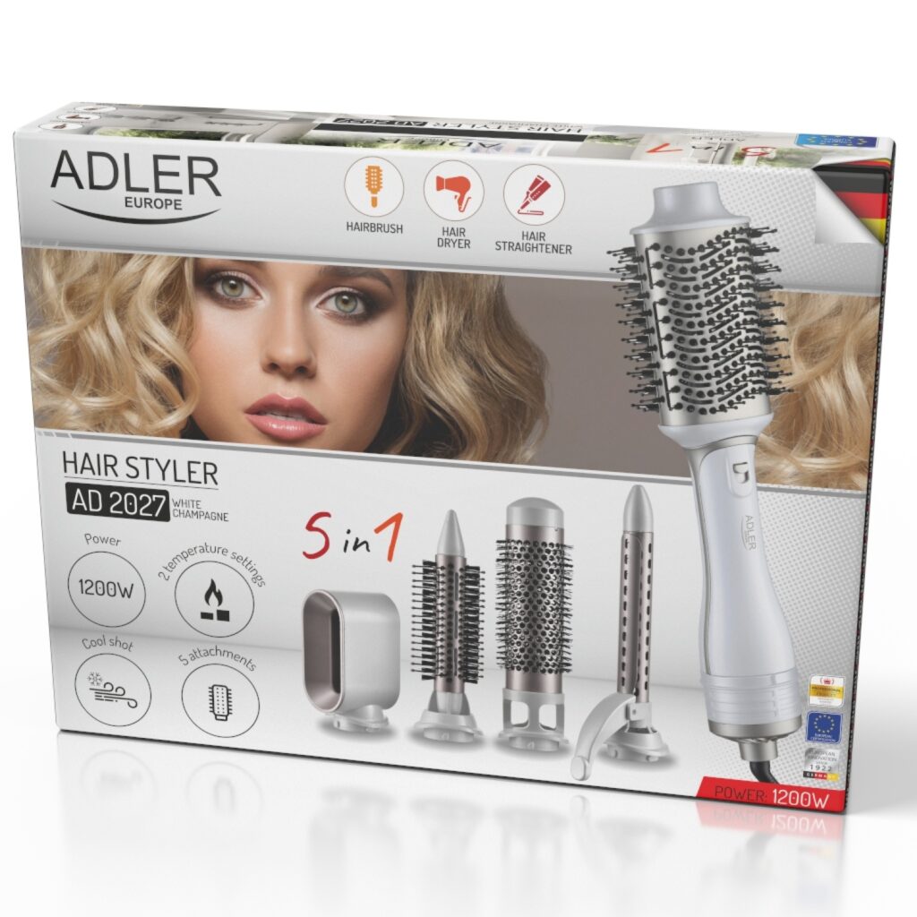 Стайлер Adler AD 2027 фен-плойка 5в1 1200Вт Біле шампанське