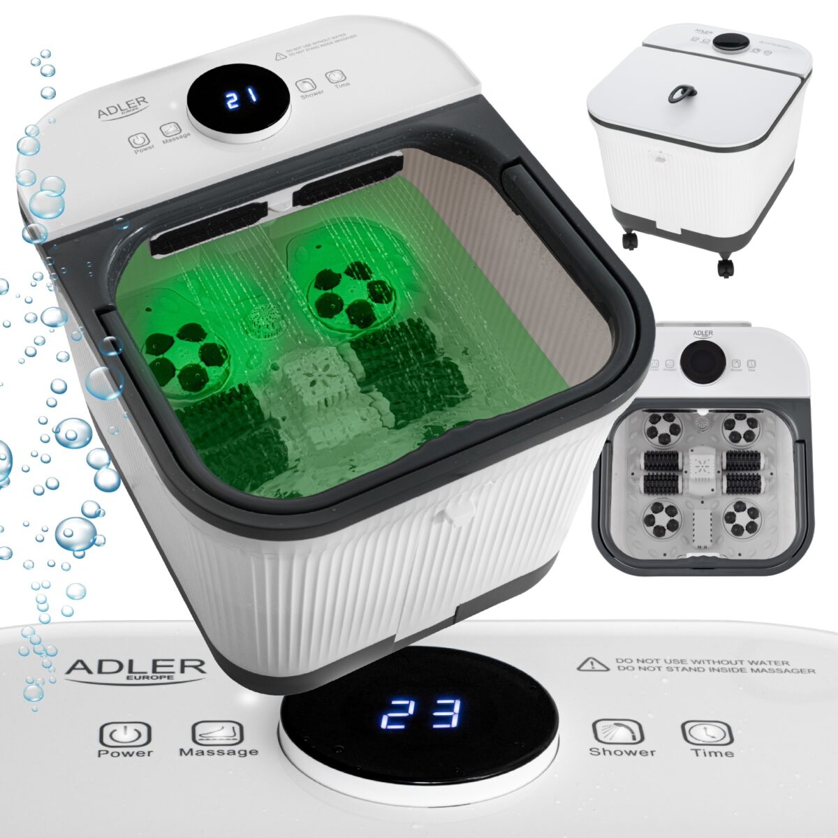 Гідромасажер для ніг Adler AD2184 Deluxe з механічним масажем 4+4 ролики 16.7л