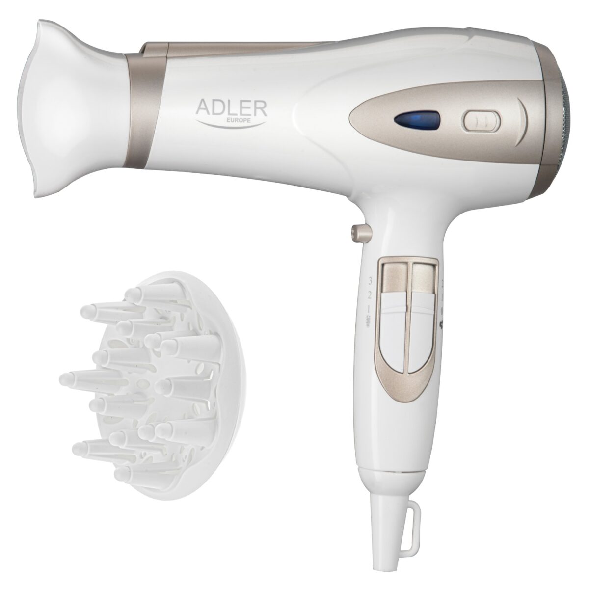 Фен іонний з дифузором Adler AD 2248 1800-2200 Вт white champagne