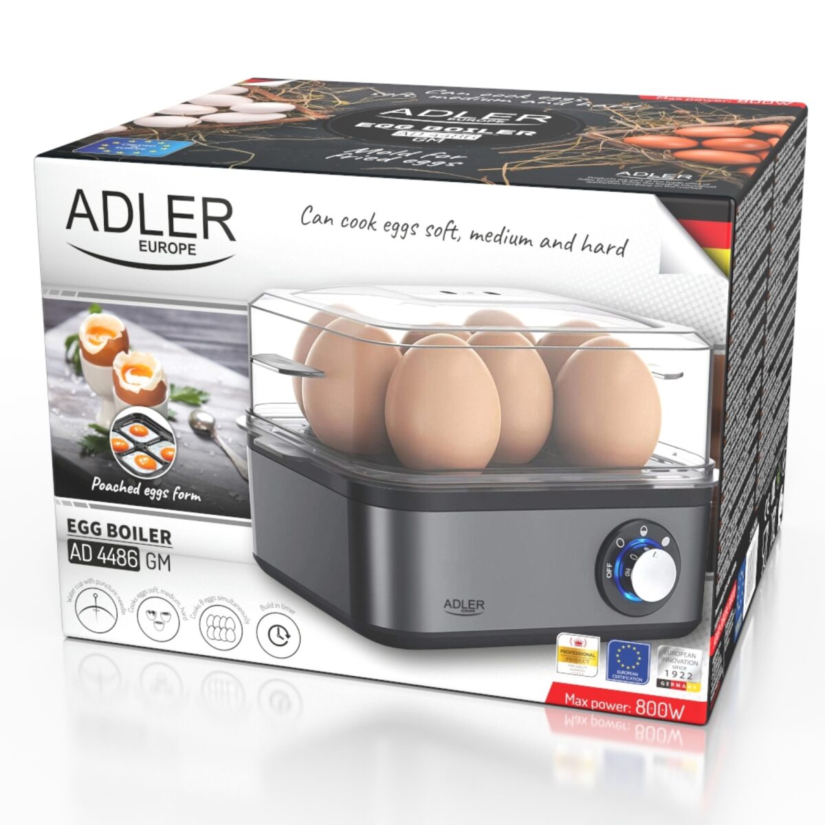 1500_ad_4486gm_11 Металева яйцеварка на 8 яєць Adler AD 4486 Gun Metal