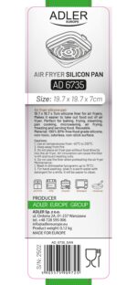 Силіконовий піднос контейнер для аерофритюрниці Adler AD 6735