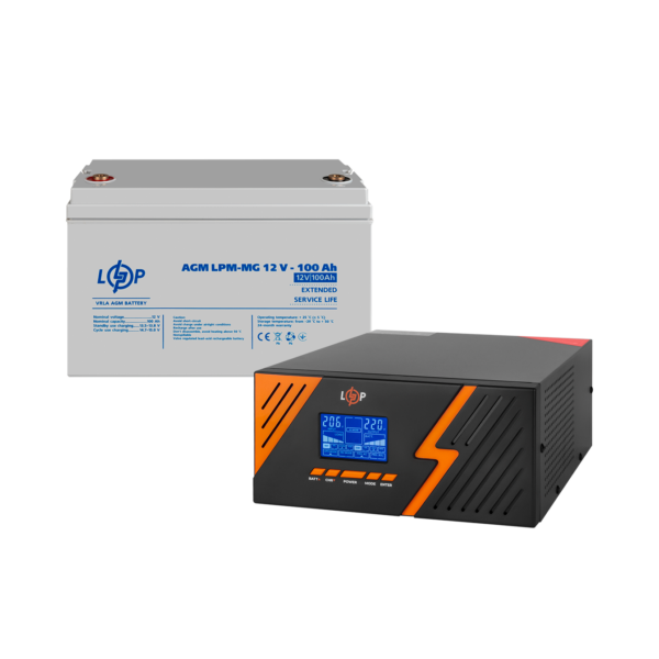 Комплект резервного живлення LogicPower LP ДБЖ + мультигелева батарея (UPS B1500 + АКБ MG 1200Wh)