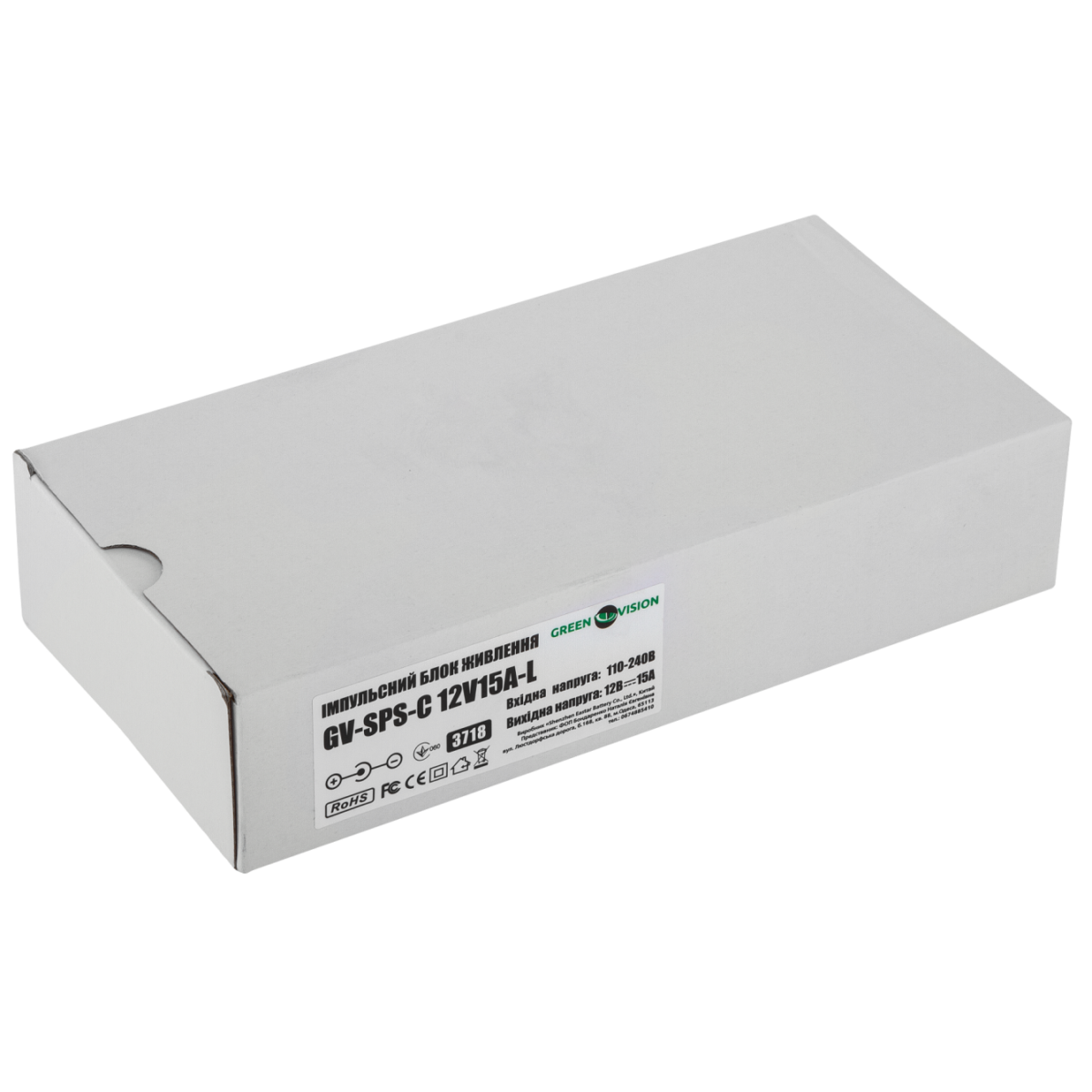 3718_4 Імпульсний блок живлення GreenVision GV-SPS-С 12V15A-L (180W) - Зображення 6