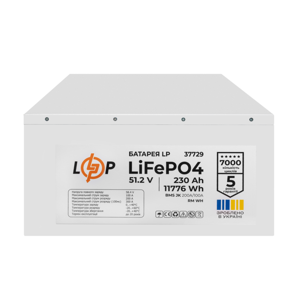 Акумулятор LP LiFePO4 51.2V - 230 Ah (11776Wh) (BMS JK 200A/100A) RM WH - Зображення 5