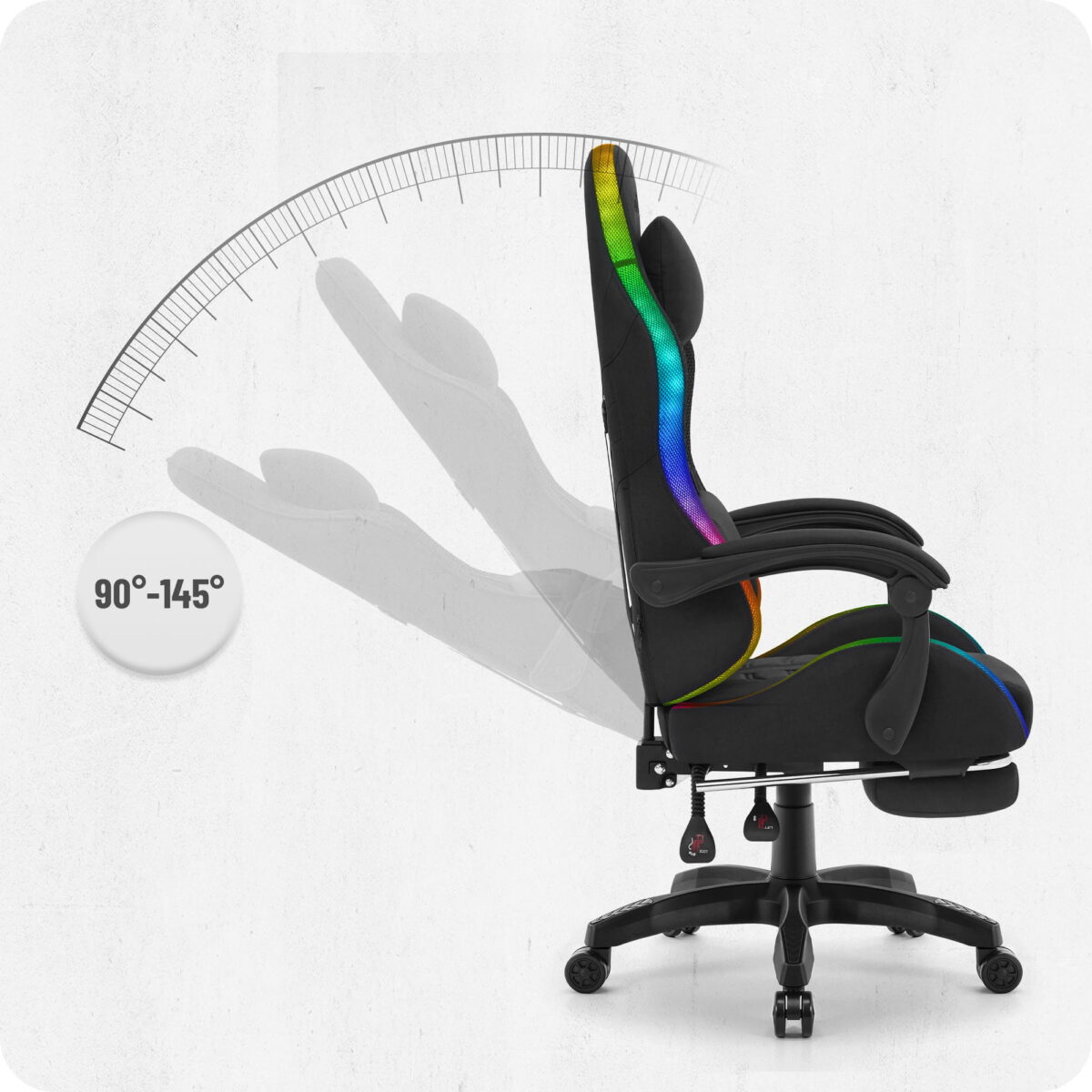 Ігрове геймерське комп'ютерне крісло Cabro C501 світлодіодне чорне-тканина - Зображення 7
